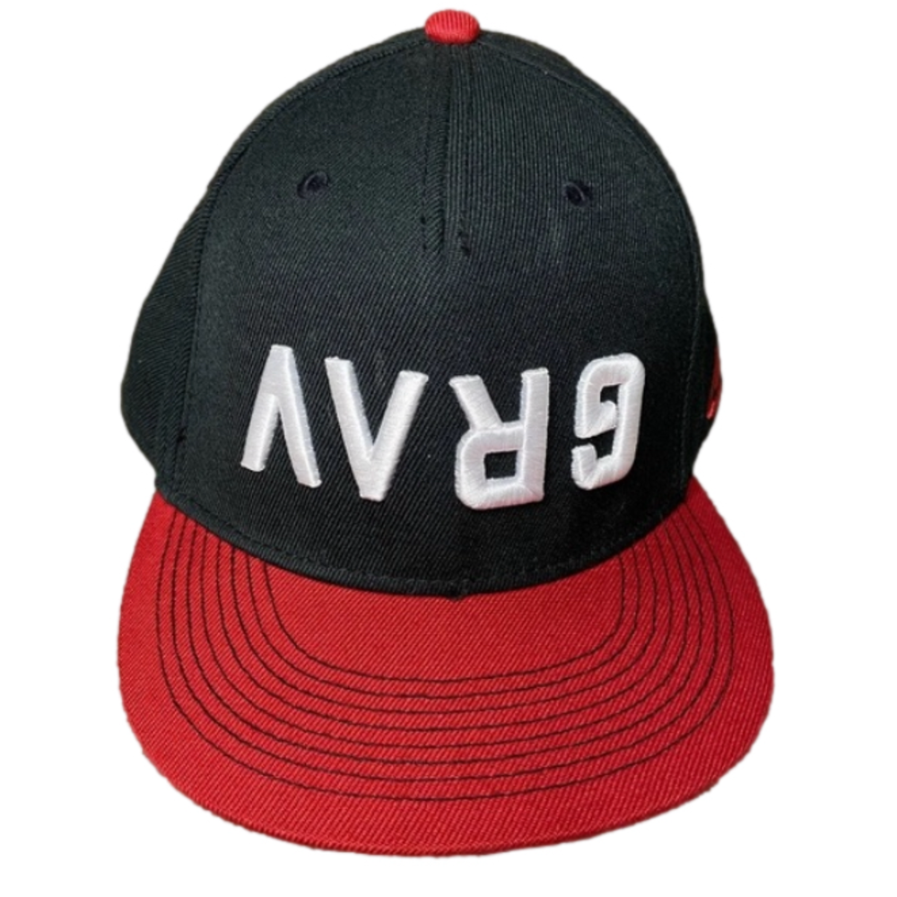 Flat Fifty Gravity Grav SnapBack Hat Cap Embroidered Black Red White